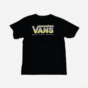 Vans Off the Wall Kids Black Logo Flames Checkered Graphic T-shirt